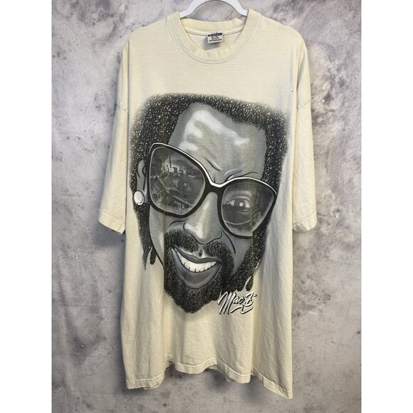Vintage Mac Dre Rap Tee T Shirt Mens 4XL Tall White All Over Print Big Head Y2K - Picture 1 of 16